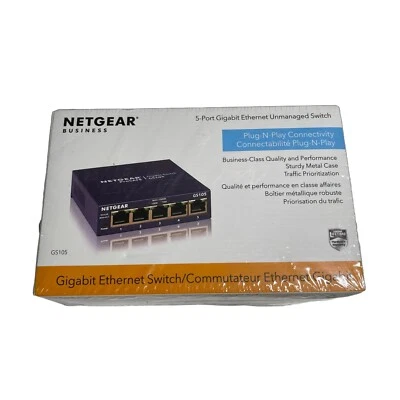 NETGEAR GS105 5-Port 10/100/1000 Gigabit Ethernet Unmanaged Switch (NEW) - Image 1 of 4