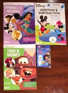 Disney Learning Workbooks Flashcards Lot Time Money Addition Subtraction Reading - Picture 1 of 4
