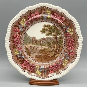 1894 Spode COPELAND Delft TOWER Dolwyddelan Castle TRANSFERWARE Dinner Plate VTG - Picture 1 of 10