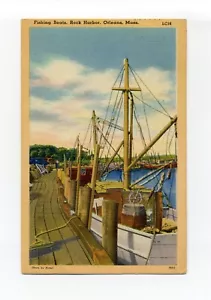 Postal Orleans MA 1950, barcos de pesca Rock Harbor, "se fue a pescar en alta mar" - Imagen 1 de 2