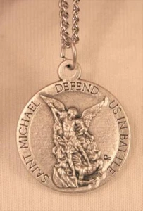 St. Michael Defend Us in Battle US Army Eagle Seal Silvertone Religious Medal - Picture 1 of 1