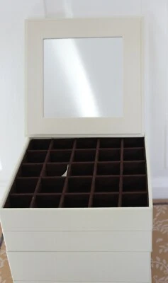 MORELLE Co. Cream Leather Jewelry Box Storage Stackable Trays Box New + Box - Image 1 of 4