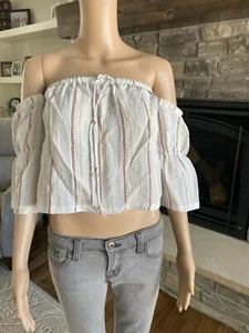 Lush Women's Striped Off Shoulder Blouse Size Small - 030 - Picture 1 of 6