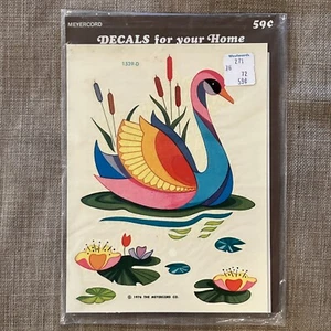 Nuevas calcomanías Meyercord de colección para el hogar 1976 almohadilla de lirio cisne #1539-D color stock antiguo - Imagen 1 de 6