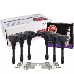 Hitachi 6 Ignition Coils NGK 6 Ruthenium HX Spark Plugs Kit For Infiniti Nissan - Picture 1 of 1