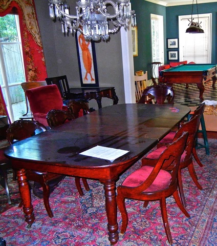 Antique   Mahoghany Dining table Demi Lune end 1800's  44" x 95 " Cover