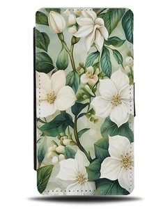 White Jasmine Floral Design Flip Wallet Case Flowers Jasmines Flower Petals DL58 - Picture 1 of 3