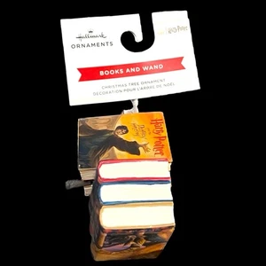 Hallmark 2021 Harry Potter Books and Wand Wizarding World Christmas Ornament - Picture 1 of 9