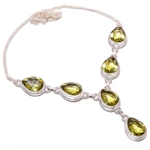 Smoky Quartz Gemstone Handmade Antique Design Tennis Necklace 17.99" TN7525-380 - Picture 1 of 3