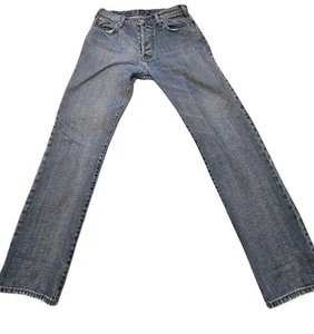 Armani Jeans Mens 31x30 Blue Indigo 004 Button Fly Straight Leg Denim - Picture 1 of 15