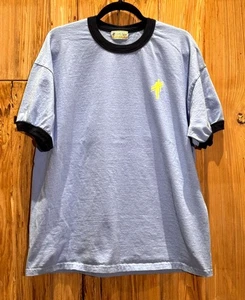 Dune Road XL Light Blue Mens Ringer T-Shirt Retro Surf Style 100% Cotton Casual  - Picture 1 of 3