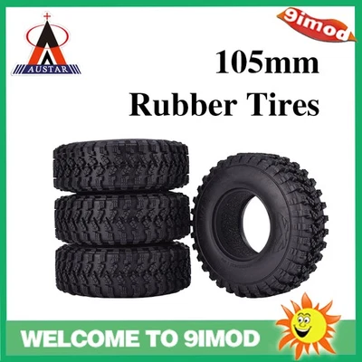 4Pcs 1,9 Zoll 105mm Gummi Reifen Reifen für 1/10 Traxxas Redcat SCX10 RC Crawler - Bild 1 von 4