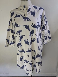 Hatley Wolf Nightgown LOUNGE Dress COTTON Sleep Shirt Flannel - Picture 1 of 4