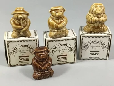 Wade Whimsies-Bear Ambitions, Four Bears, 3 with Boxes .One Darker Brown Colour - Image 1 of 4