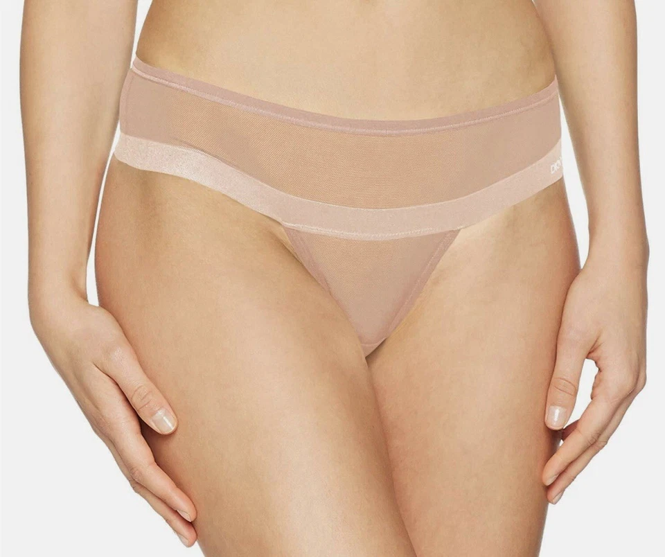 Tanga DKNY Modern Lights Beige Malla Transparente Reino Unido S/10 Foto 1 de 3