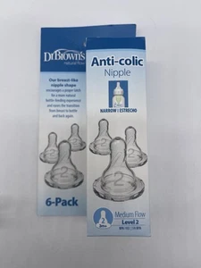 Dr. Brown'S Natural Flow Level 2 Narrow Baby Bottle Nipple 6-Pack 3m+medium Flow - Picture 1 of 6