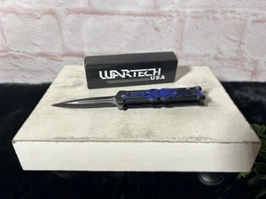 WarTech - Pocket Knife - YC-S-8364-BL - Blue W/ Skulls - New - W/Box - Picture 1 of 21