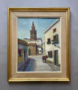 Vue de Séville, Tableau Signé, Encadré, Peinture, Huile Sur Toile, XXe - Imagen 1 de 4