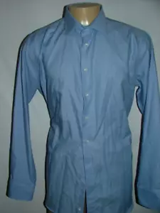 NEW WOT CANALI DRESS SHIRT SIZE 18 36 MADE IN ITALY BLUE SOLID #200 - Picture 1 of 5
