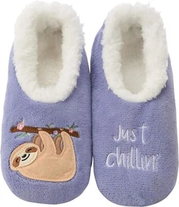 Snoozies Pairable Slipper Socks with Animal Designs Large, Sloth Just Chillin - Picture 1 of 6