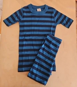 NWT HANNA ANDERSSON BLUE STRIPED SHORT JOHN PAJAMAS 130 8 SOLD OUT! - Picture 1 of 4