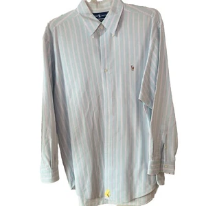Ralph Lauren Polo Yarmouth Oxford 16 1/2 - 34 Green/ Pink Striped Button Down - Picture 1 of 7
