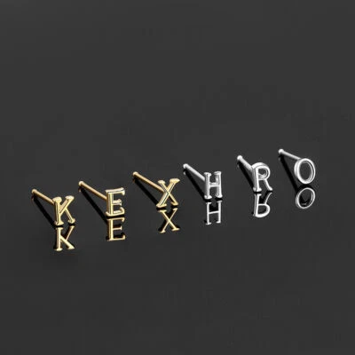 Anillo piercing hueso nariz letra 24G iniciales plata de ley 925 A4372 Foto 1 de 4