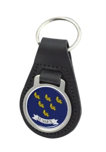 Sussex Quality Black Leather Round Keyring - Picture 1 of 1