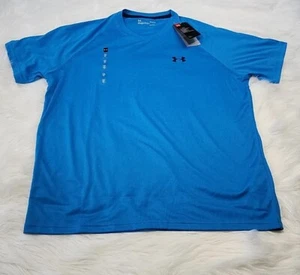 New Under Armour  Mens Run Training  Short Sleeve 1326587-428 blue sz Large - Picture 1 of 6