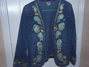 embelished denim jacket, ladies size m, - Bild 1 von 8