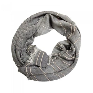 Bufanda de moda para damas gris con flecos blancos - Imagen 1 de 3