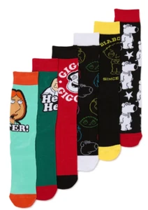 6 pares de calcetines de tripulación Family Guy dibujos animados para hombre talla 8-12 novedades calcetín regalo divertido nuevos con etiquetas - Imagen 1 de 14