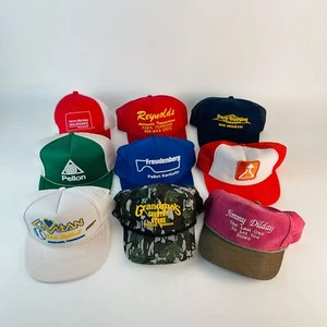 Vintage Trucker Hat Lot  Mixed Brands & Designs  Adjustable Fit Lot of 9 - Picture 1 of 11