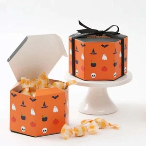 Orange Hexagon Halloween Party Favour Paper Sweets Biscuit Gift Boxes 2023 2024 - Picture 1 of 11