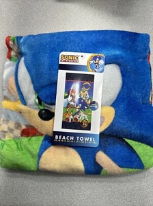Sonic the Hedgehog Beach Towel Sega Video Game Character 28x58 Blue Kids Bath - Picture 1 of 6
