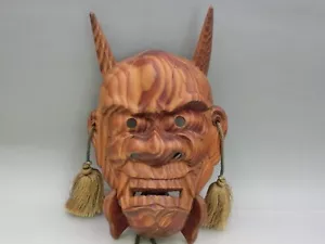 Japanische Vintage Holz Noh Maske ""HANNYA"" Wütende Frau Gesicht Kagura Maske - Bild 1 von 12