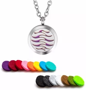 Essential Oil Diffuser Necklace Pendant Stainless Steel Aromatherapy Waves - Picture 1 of 2