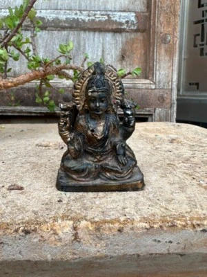 Древняя Редкая Лаймовая Камень Раскрашенная Богом Лакшми Индуистская Религиозная Скульптура Статуя - Изображение 1 из 3