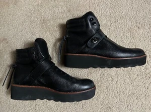 COACH Womens Boots Urban Hiker Leather Black Wedge Platform sz 8, shoes - Picture 1 of 19