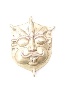 Antique Solid Brass Tribal South God Yali Face Baajuband Amulet NH4004 - Picture 1 of 11