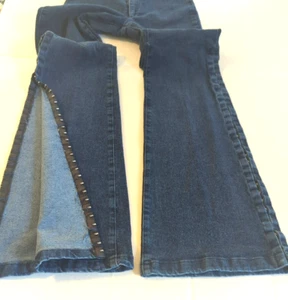 Vertigo Paris Denim Jeans Fr 36 Us 4 Corset Style Closure Flared Leg Rock Star - Picture 1 of 14