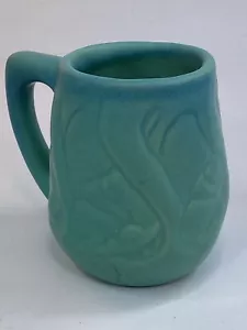 Signed Van Briggle Floral Mug -blue (A3) - Picture 1 of 7
