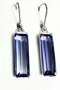 E40824L Classic Mt St Helens Helenite 8x24 Cut Sterling Silver Dangling Earrings - Picture 1 of 3