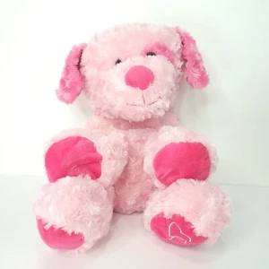 Pink White Valentine Day Dog Plush Stuffed Heart Paw Animal Adventure 13" L - Picture 1 of 8