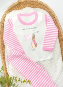 Personalised Pink Rabbit Valentines Day Pyjamas - Picture 1 of 6