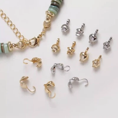 10 шт. Обжимная Крышка Сердце Цветок Звезда Раковина, Обжимные Концы Цепочки, Концы Цепочки Ожерелье - Изображение 1 из 4