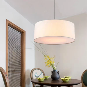 Kitchen Hanging Ceiling Light Simple Fabric Shade Pendant Lamp Drum Lighting - Picture 1 of 7