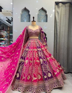 India Lengha Paquistaní Bollywood Ropa de Boda Fiesta Nupcial Étnica Lehenga Choli - Imagen 1 de 6