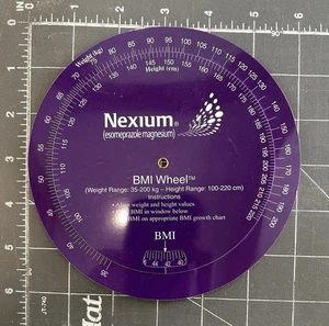 Nexium Esomeprazol AstraZeneca Pharmaceutical Drug Advertising BMI Wheel Ruler - Picture 1 of 2