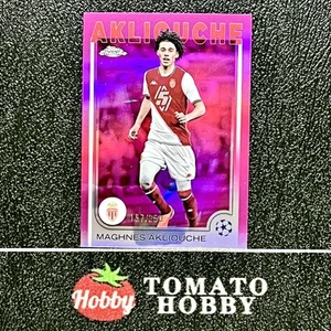 TOPPS CROMO UEFA 2024-25 MAGHNES AKLIOUCHE/250 REFRACTOR ROSA COMO MONACO - Imagen 1 de 2